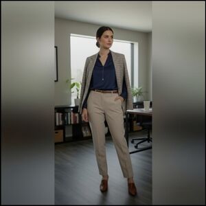 Women's Beige Tailored Tapered Pants